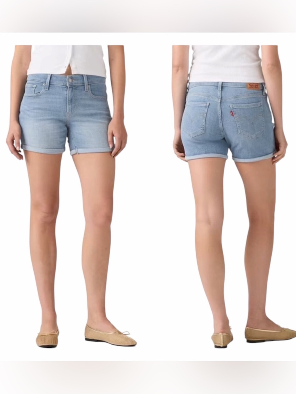 Levi’s Light Wash Stretch Mid Length Shorts Women Size 30